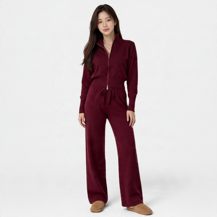Yuzu Knit Lounge Set – Burgundy