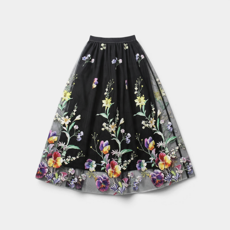 Hana Embroidered Mesh Skirt