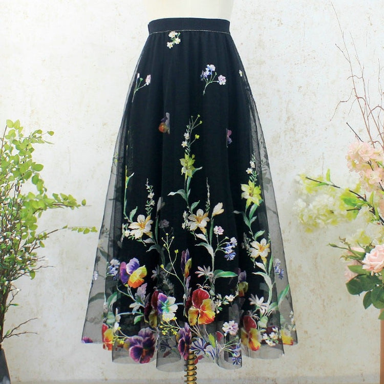 Hana Embroidered Mesh Skirt – 2