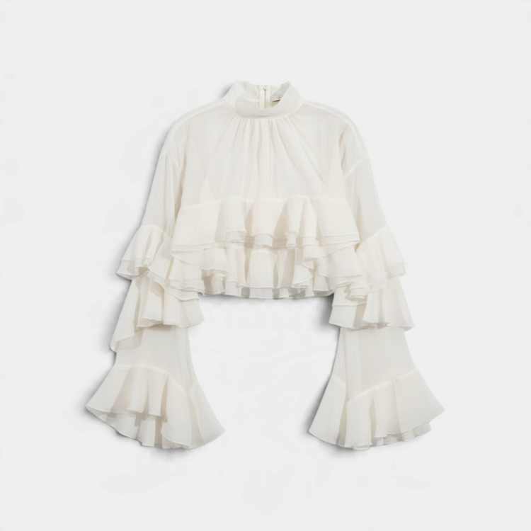 Chou Ruffle Mesh Blouse