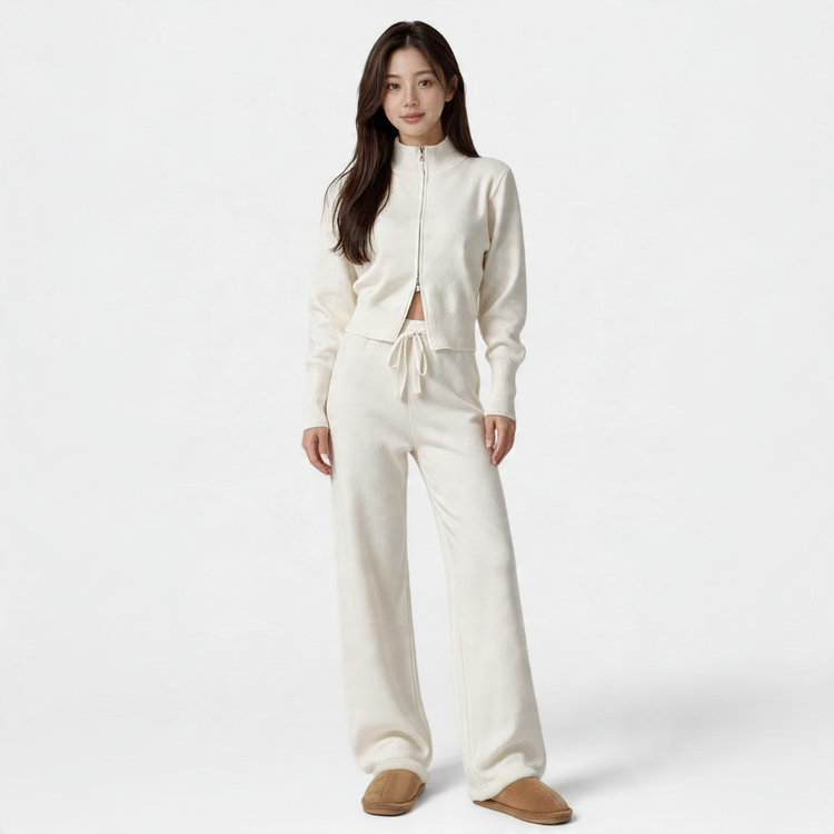 Yuzu Knit Lounge Set – Ivory White