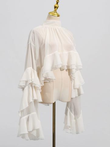 Chou Ruffle Mesh Blouse – 5