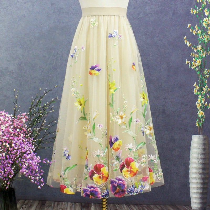 Hana Embroidered Mesh Skirt – 3