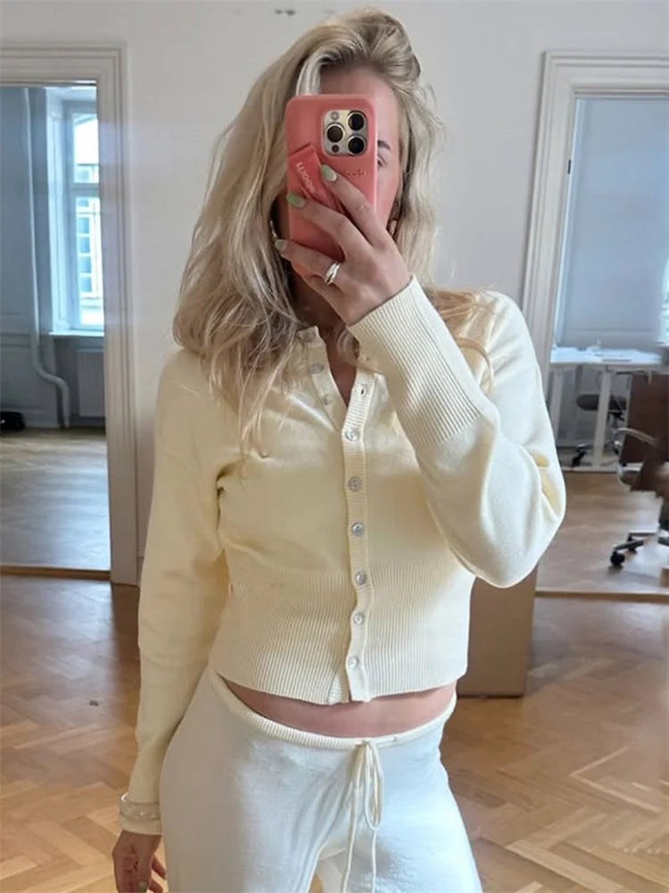 Momo Cropped Rib Cardigan – 4