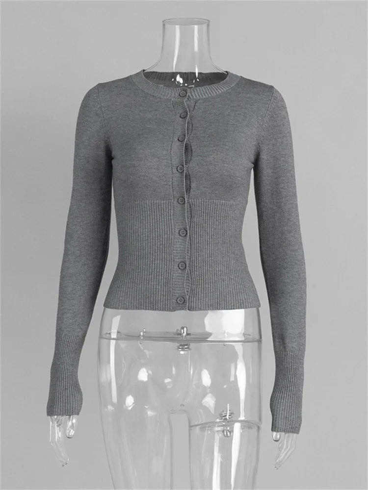 Momo Cropped Rib Cardigan – 12