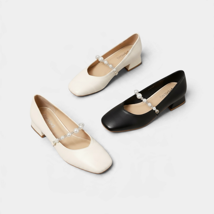 Daisy ビーズ付きチャンキーヒールパンプス