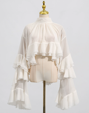 Chou Ruffle Mesh Blouse – 4