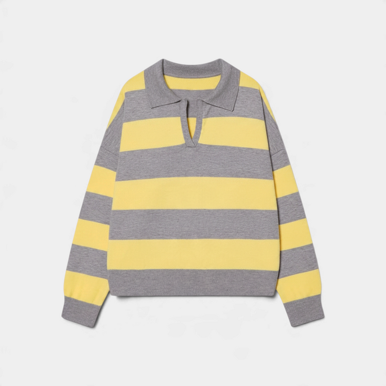 Haru Rugby Stripe Polo Knit – 2
